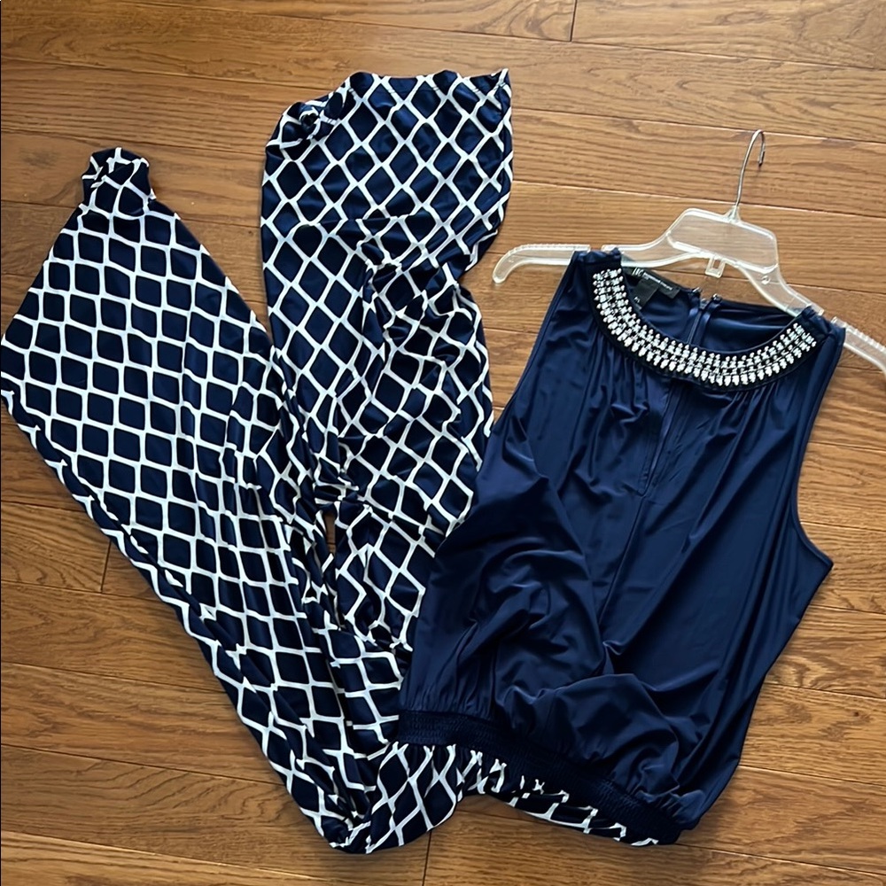 Navy and White Jumpsuit
